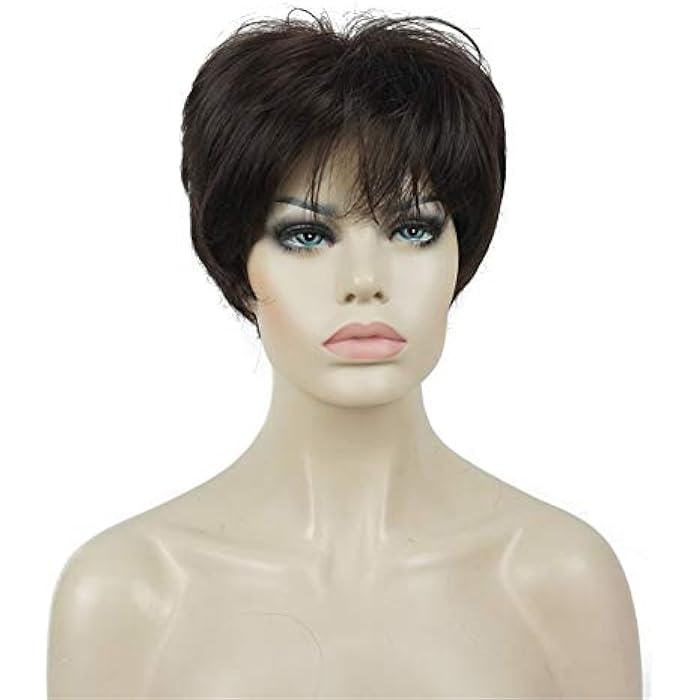 DILLARDS Lydell Wigs For Women Short Hair Straight Layered Synthetic Wig With Hair Bangs Brown - Image 5